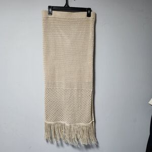 House of Harlow 1960 Ecru Boho Fringe Crochet Maxi Skirt M